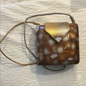 Timmy Woods Brown Crossbody with Gold Accent Flap